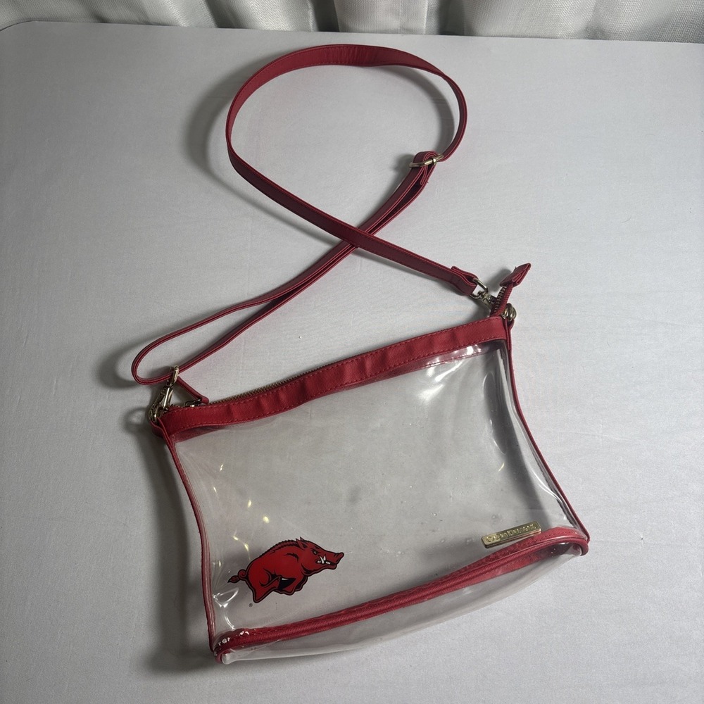Capri Designs Clear Red Stadium Approved Crossbody Bag Arkansas Razorback Hogs